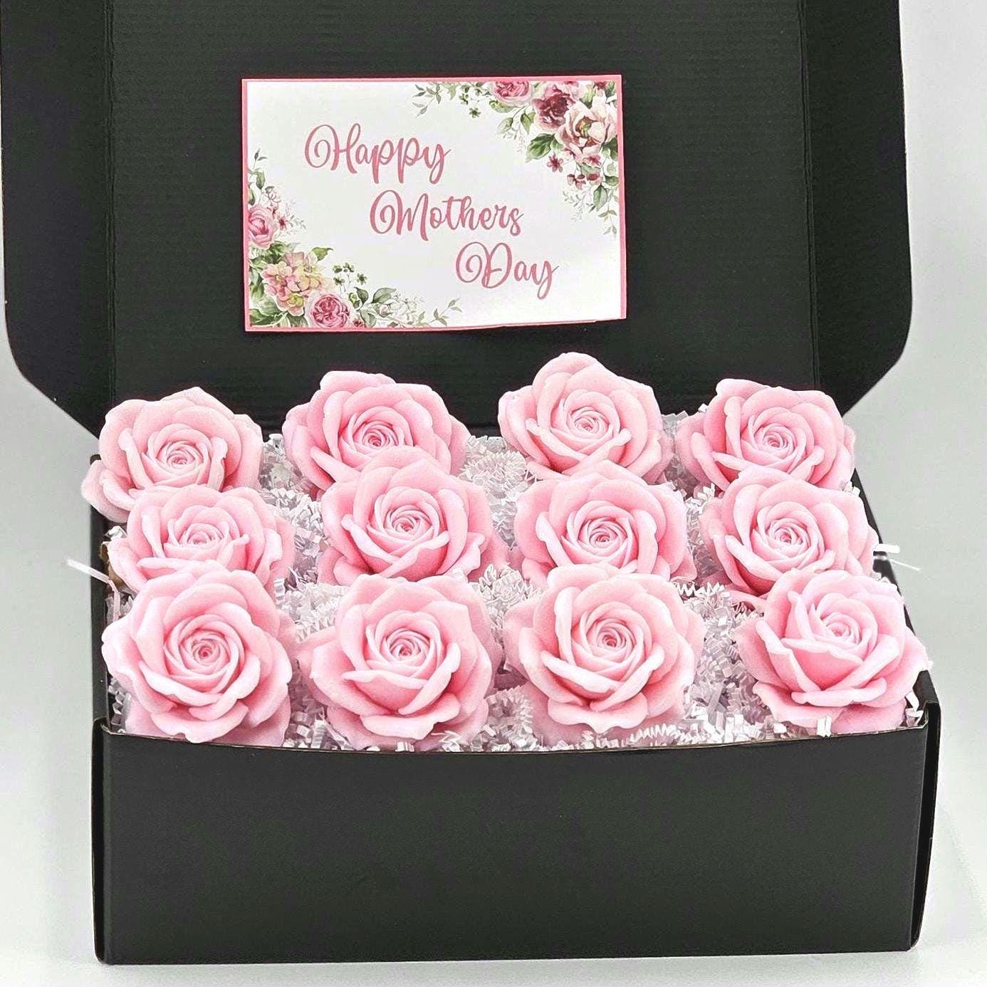 Flower Soap Gift Box 12 Handmade Rose Scented Soap Flowers Elegant Gift for Mom, Birthday, Mother’s Day, Bridal Shower, or Special Occasions