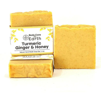 Organic Turmeric Ginger Honey Soap Natural Exfoliating Face & Body Bar  Brightening, Soothing Moisturizing Handmade with Organic Oils, Aloe
